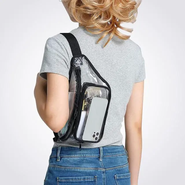 Alt view image 6 of 7 - Clear Fanny Pack Men Women Waist Pouch Belt Bag Outdoor Sports Stadium Security Pink