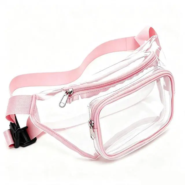 Alt view image 7 of 7 - Clear Fanny Pack Men Women Waist Pouch Belt Bag Outdoor Sports Stadium Security Pink