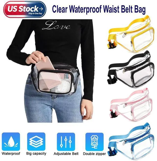 Main image of Clear Fanny Pack Men Women Waist Pouch Belt Bag Outdoor Sports Stadium Security Blue