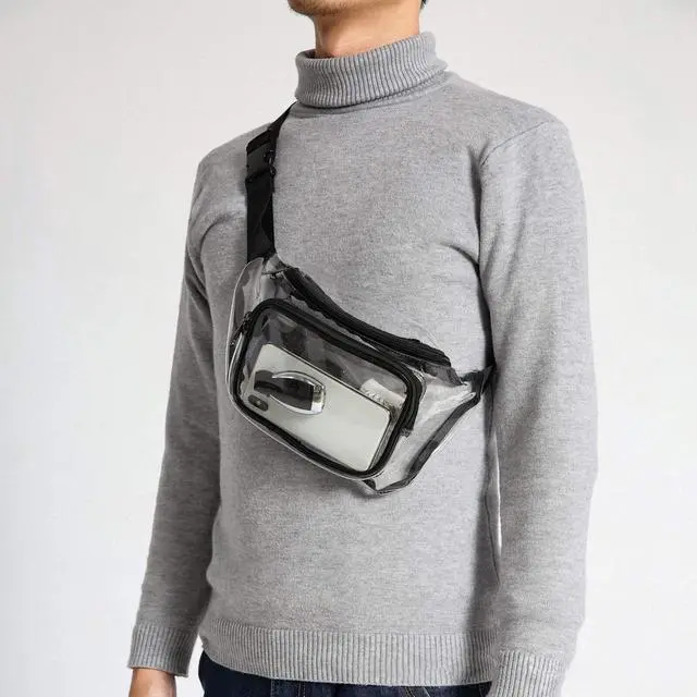 Alt view image 7 of 7 - Clear Fanny Pack Men Women Waist Pouch Belt Bag Outdoor Sports Stadium Security Blue