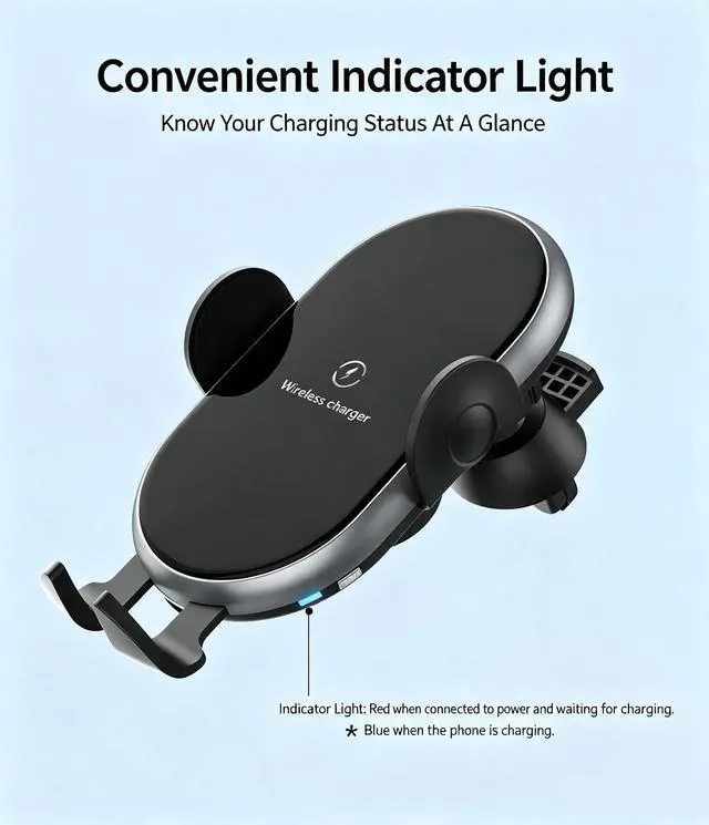 Alt view image 2 of 7 - 15W Fast Car Wireless Charger 2 in 1 Clamping Phone Holder Mount For Samsung