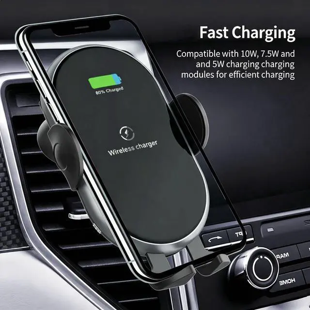 Alt view image 4 of 7 - 15W Fast Car Wireless Charger 2 in 1 Clamping Phone Holder Mount For Samsung