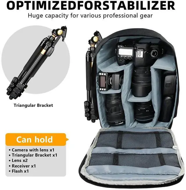 Alt view image 3 of 7 - Waterproof Camera Backpack for Canon, Nikon, and Sony DSLR Cameras Orange