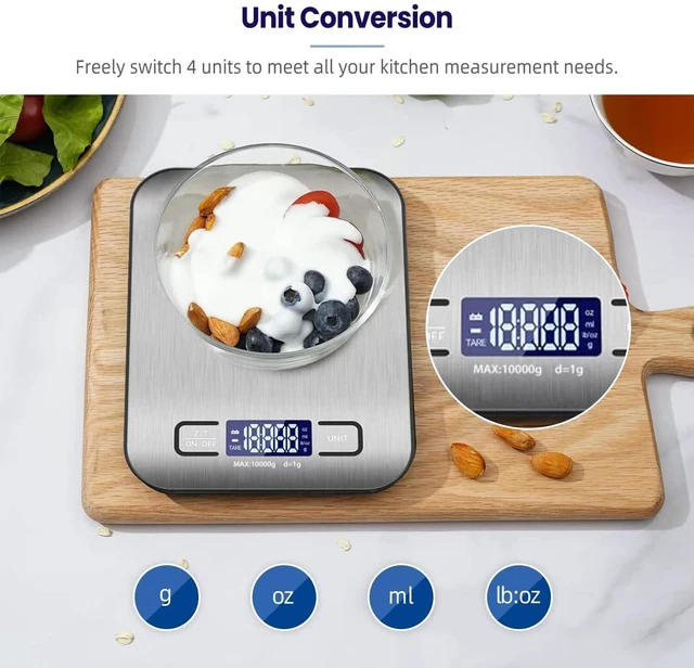 Alt view image 6 of 7 - Digital Food Scale 22lb Kitchen Scales Grams & Ounces For Weight Loss Cooking