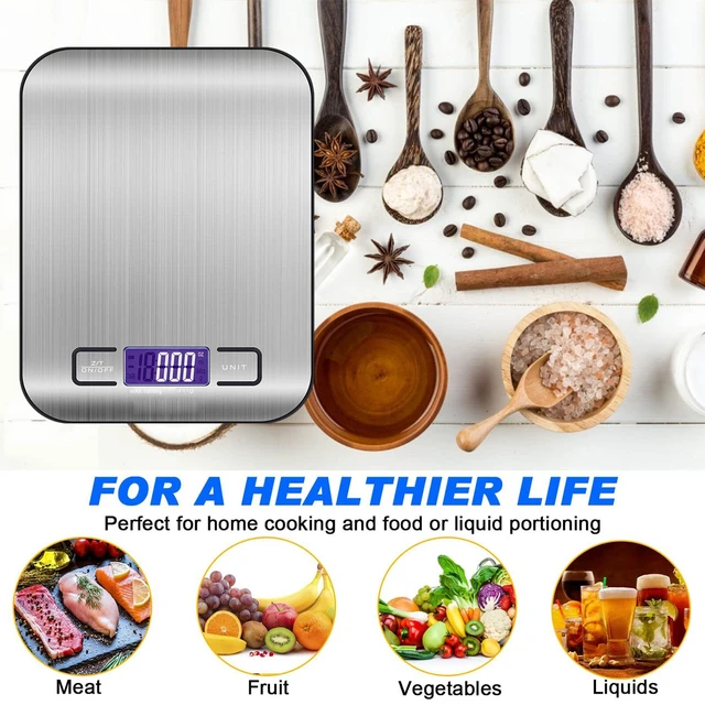 Alt view image 3 of 7 - Digital Food Scale 22lb Kitchen Scales Grams & Ounces For Weight Loss Cooking 10kg/22lbs