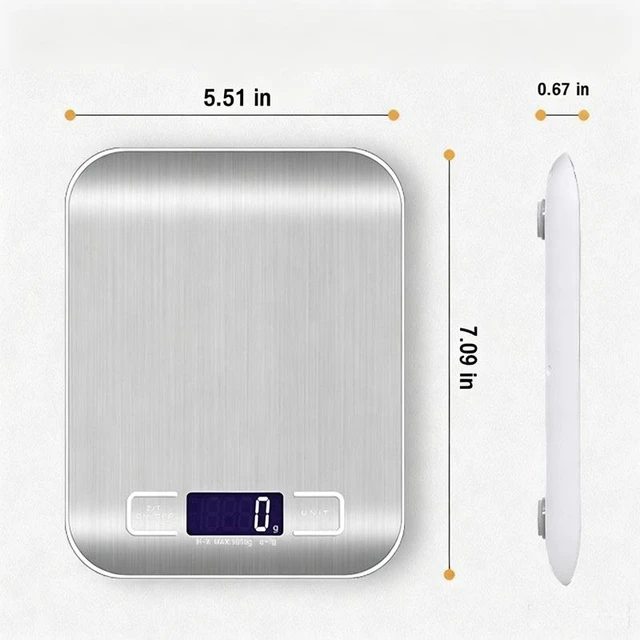 Alt view image 7 of 7 - Digital Food Scale 22lb Kitchen Scales Grams & Ounces For Weight Loss Cooking 10kg/22lbs