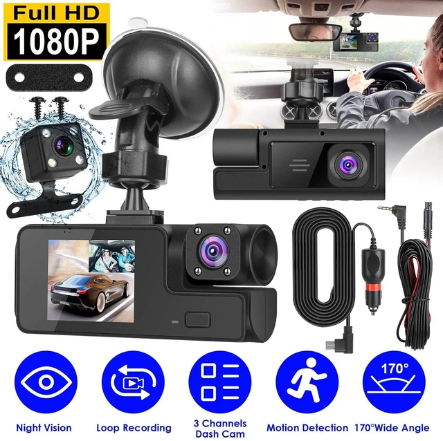 Alt view image 3 of 7 - 1080P WiFi Car Dash Cam with 3 Channels Front Rear Inside View Dual Lens