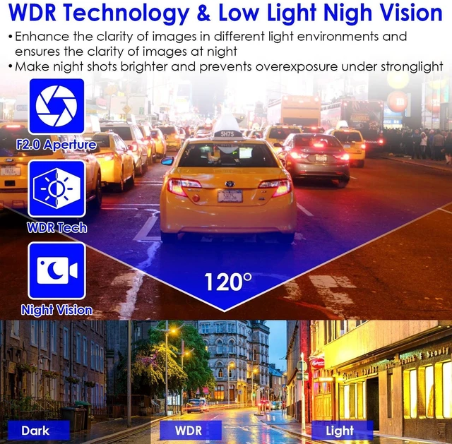 Alt view image 6 of 7 - 1080P WiFi Car Dash Cam with 3 Channels Front Rear Inside View Dual Lens
