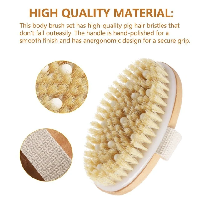 Alt view image 5 of 7 - Long Handle Boar Bristle Body Scrub Wood Back Scrubber Exfoliating Bath Brush