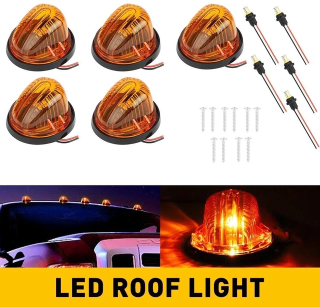 Main image of 5x Roof Cab Light Clearance Marker Amber Cover w/ Base for73-87 Chevy C/K Series