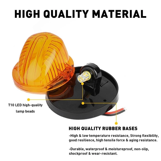Alt view image 7 of 7 - 5x Roof Cab Light Clearance Marker Amber Cover w/ Base for73-87 Chevy C/K Series