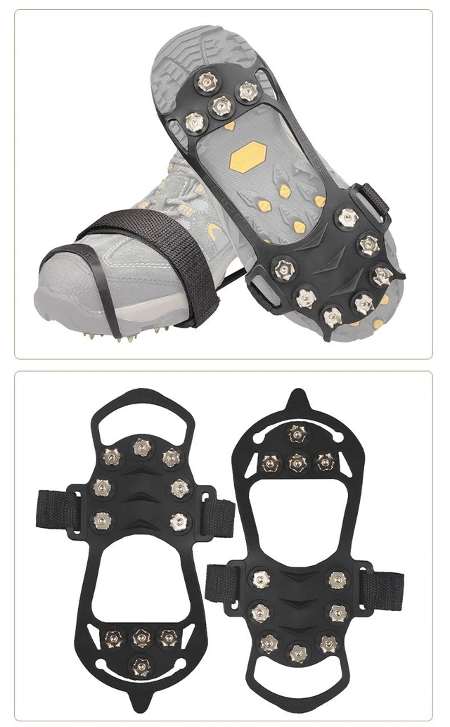Alt view image 5 of 7 - Ice Snow Anti Slip Spikes Grips Grippers Crampons Cleats Hike Shoe Boot 11 Teeth
