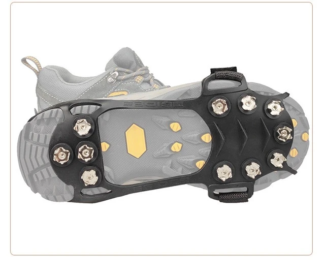 Alt view image 6 of 7 - Ice Snow Anti Slip Spikes Grips Grippers Crampons Cleats Hike Shoe Boot 11 Teeth