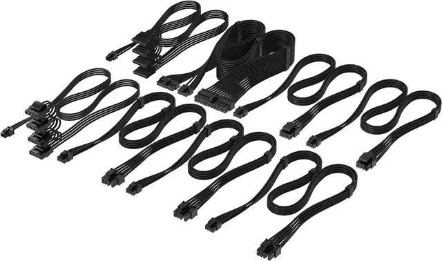 Main image of CORSAIR Elite Premium Type 4 Individual Sleeved PSU Cable Pro Kit Low-Profile Cable Combs, Triple-Mesh Paracord Sleeve, Compatible with Corsair Type 4 PSUs Black