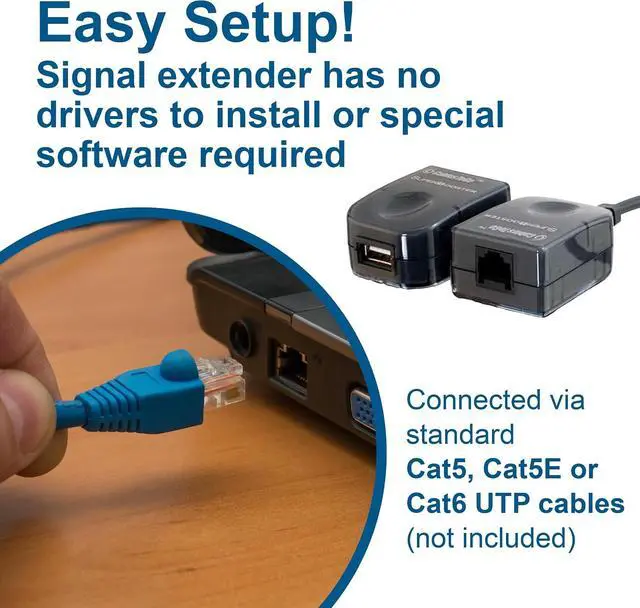 Alt view image 4 of 5 - C2G 29341 USB 1.1 Over Cat5 SuperBooster Extender Dongle Kit, TAA Compliant, Black