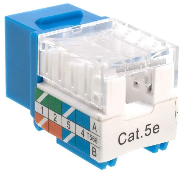 Alt view image 2 of 7 - Cat5e Keystone Ethernet Wall Jack Punch Down UTP 45-Degree (Easier Termination Than 90-Degree), RJ45 Slim Profile Speed Termination 45° Angled Blue (30 Pack)