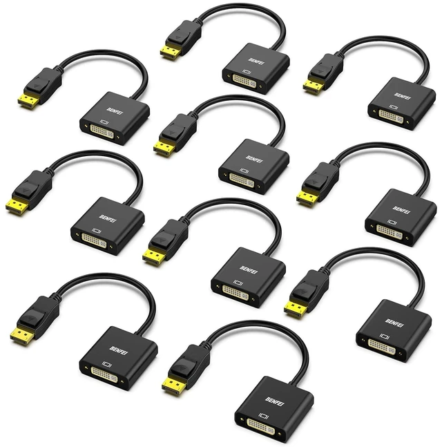 Main image of BENFEI DisplayPort to DVI Single Link Adapter 10 Pack, Uni-Directional
