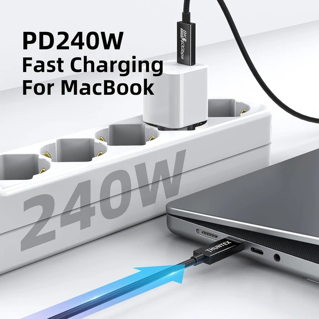 Alt view image 3 of 6 - USB4 Cable 40Gbps/100W/5A, Compatible with Thunderbolt 4 Cable 8K Display/40Gbps with New MacBook Pro, ThinkPad Yoga, Alienware 17 and More(8.3FT /2.5M)