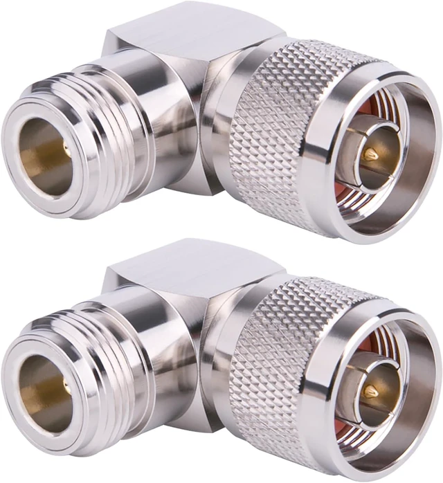 Main image of MOOKEERF 10 Pack N Connector Adapter Right Angle Coax Connectors 90 Degree N Male to N Female RF Coaxial Cable Connector