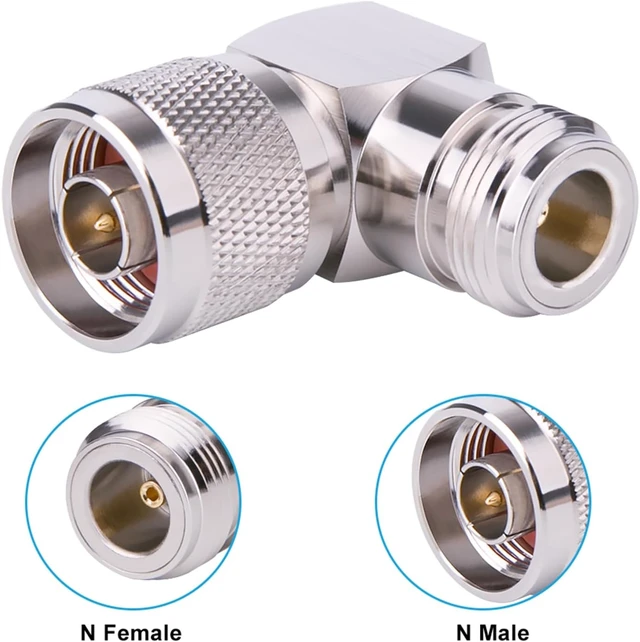 Alt view image 3 of 5 - MOOKEERF 10 Pack N Connector Adapter Right Angle Coax Connectors 90 Degree N Male to N Female RF Coaxial Cable Connector