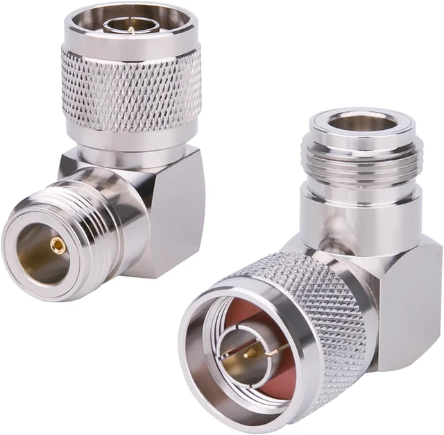 Alt view image 4 of 5 - MOOKEERF 10 Pack N Connector Adapter Right Angle Coax Connectors 90 Degree N Male to N Female RF Coaxial Cable Connector