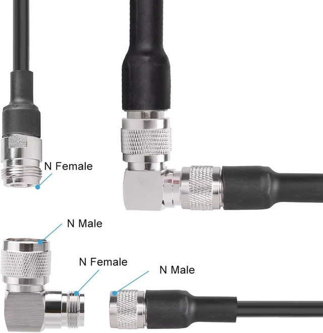 Alt view image 5 of 5 - MOOKEERF 10 Pack N Connector Adapter Right Angle Coax Connectors 90 Degree N Male to N Female RF Coaxial Cable Connector