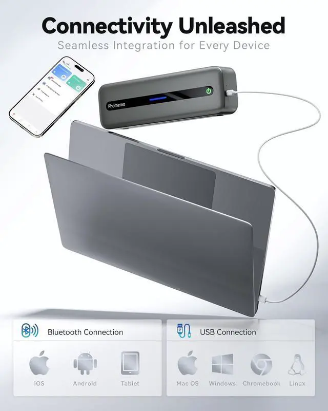 Alt view image 4 of 7 - Phomemo Portbale Printers Wireless for Travel, M832 Bluetooth Thermal Printer 8.5'' x 11'', Comaptible with Android & iOS Phone and Laptop, Small Mobile Printer for Office School Home Use
