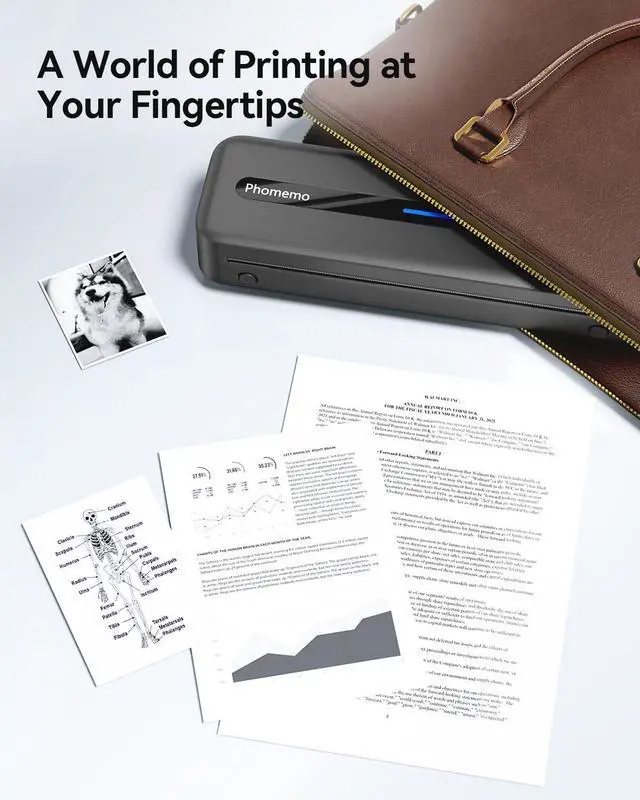 Alt view image 7 of 7 - Phomemo Portbale Printers Wireless for Travel, M832 Bluetooth Thermal Printer 8.5'' x 11'', Comaptible with Android & iOS Phone and Laptop, Small Mobile Printer for Office School Home Use