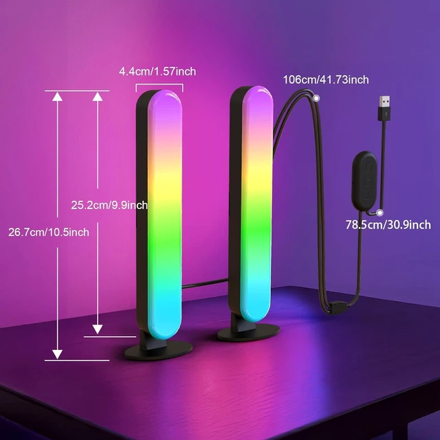 Alt view image 4 of 7 - Led Light Bar with Music Sync, RGB TV Backlight with App Control Multi-Scene and Color Change, USB Powered Ambient Lighting for Monitor,Gaming or Behind TV Light Accessories