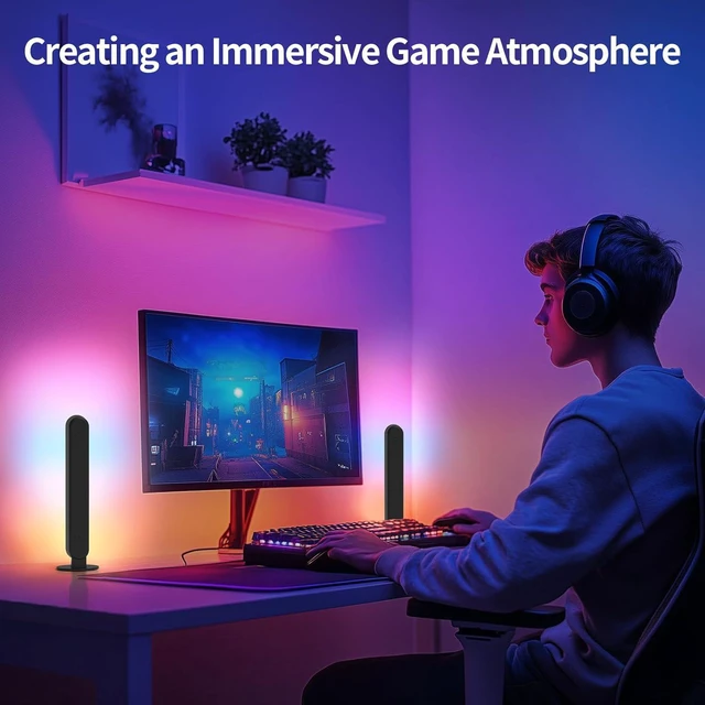 Alt view image 6 of 7 - Led Light Bar with Music Sync, RGB TV Backlight with App Control Multi-Scene and Color Change, USB Powered Ambient Lighting for Monitor,Gaming or Behind TV Light Accessories