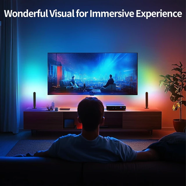 Alt view image 7 of 7 - Led Light Bar with Music Sync, RGB TV Backlight with App Control Multi-Scene and Color Change, USB Powered Ambient Lighting for Monitor,Gaming or Behind TV Light Accessories