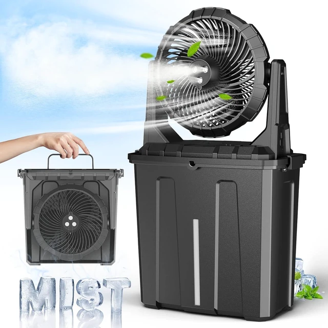 Main image of Ausic 9L Bucket Portable Misting Fan for Outdoors/Patios/Golf - 10IN, 20000mAh Rechargeable Battery Operated Travel Water Cooling Fan, Beach Camping Essentials - 3 Large Spray Misters