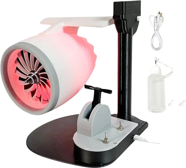 Alt view image 6 of 7 - AUNMAS 2 in 1 USB Desktop Fan PLA 3D Printed Desk Fan with Mist Humidifier Adjustable Speed Light Effect for Bedroom Office Home Small Room Travel Use (Red)