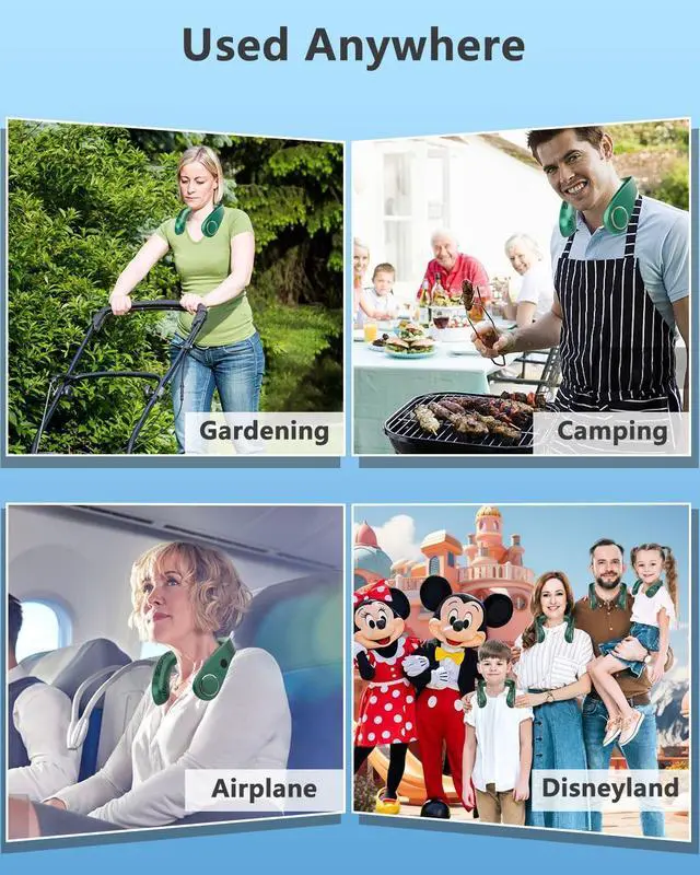 Alt view image 7 of 7 - Neck Air Conditioner Portable,Battery Powered Air Conditioner,USB Fans for Cooling,Ventilador de Aire Frio,Personal Neck Fan,Mini Face Fan,Around the Neck Fan for Kids/Mom/Dad Dark Green