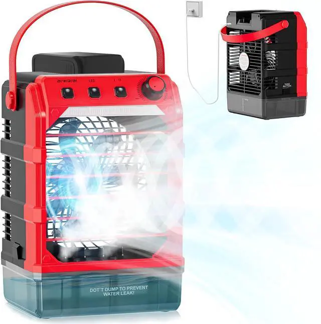 Main image of Battery Powered Misting Fan Compatible For Milwaukee 18V (No Battery) or USB Input Powered,Cooling Fan with 1600ML Water Tank,Timing Function,LED for Outdoor Barbeque Camping & More