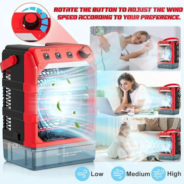 Alt view image 4 of 7 - Battery Powered Misting Fan Compatible For Milwaukee 18V (No Battery) or USB Input Powered,Cooling Fan with 1600ML Water Tank,Timing Function,LED for Outdoor Barbeque Camping & More