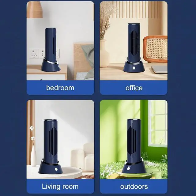 Alt view image 3 of 7 - Tower Desk Fan, Quiet Portable Bladeless Fan with 3 Speeds, 120° Oscillating, Unique Airflow, 4000mAh Electric Standing Table Fan, for Home Office Bedroom