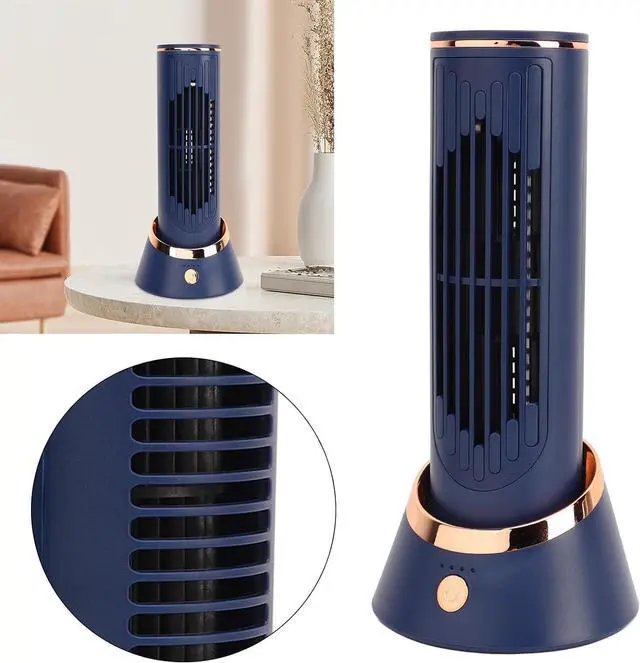 Alt view image 5 of 7 - Tower Desk Fan, Quiet Portable Bladeless Fan with 3 Speeds, 120° Oscillating, Unique Airflow, 4000mAh Electric Standing Table Fan, for Home Office Bedroom