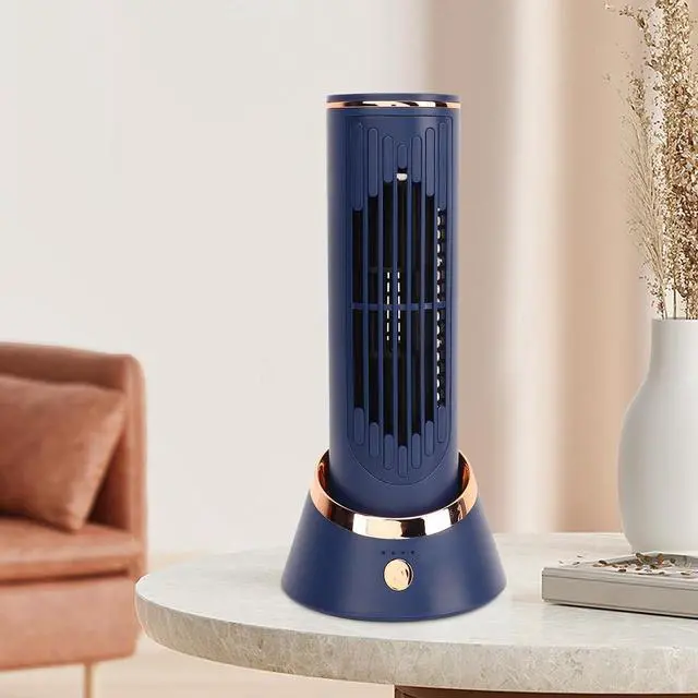 Alt view image 6 of 7 - Tower Desk Fan, Quiet Portable Bladeless Fan with 3 Speeds, 120° Oscillating, Unique Airflow, 4000mAh Electric Standing Table Fan, for Home Office Bedroom