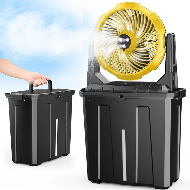 Main image of Ausic Portable Misting Fan, 9L 10-inch Outdoor Mist Fans for Outside Patios Cooling, 20000mAh Rechargeable Battery Fan with Water Box, 3 Strong Winds, 3 Spray Mister, Camping/Beach Summer Essentials