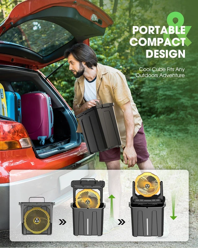 Alt view image 6 of 7 - Ausic Portable Misting Fan, 9L 10-inch Outdoor Mist Fans for Outside Patios Cooling, 20000mAh Rechargeable Battery Fan with Water Box, 3 Strong Winds, 3 Spray Mister, Camping/Beach Summer Essentials