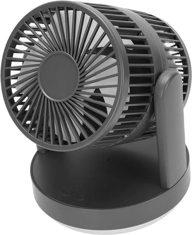 Alt view image 3 of 7 - Rechargeable Desk Fan 3 Speeds Table Fan with Night Light for Bedroom, Polymer Li Battery 3.28x3.28x7.28in (Dark Gray)