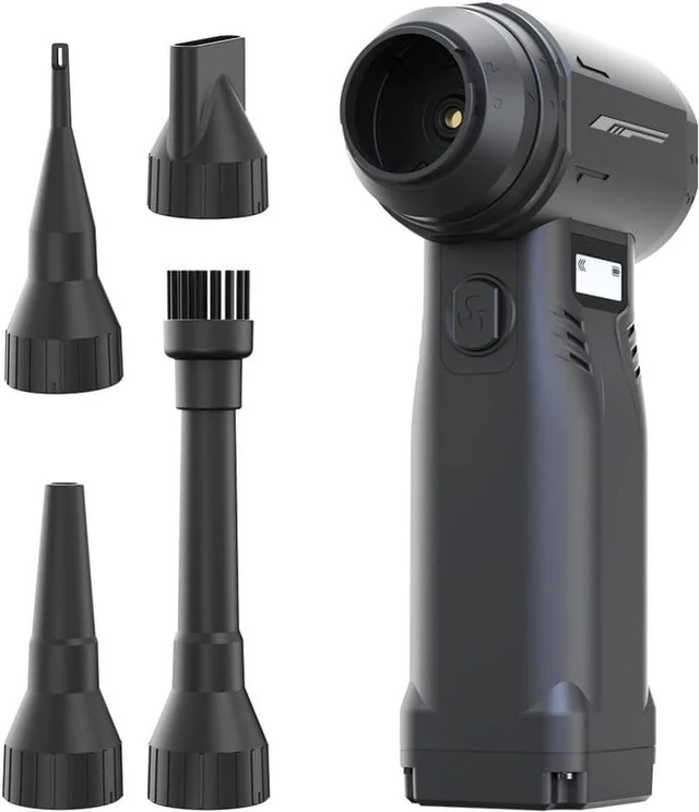 Main image of RichVibe Powerful Fan with 40-Volt High-Speed Brushless Motor, 130000 RPM Max Speed, 10000mAh Battery, 20W Fast Charging via Type-C, 9 Speed Adjustments, Digital Display for Home