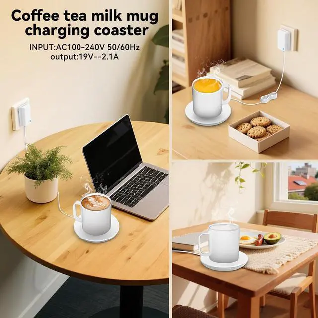 Alt view image 4 of 7 - Replacement Charging Coaster 2 for Temperature Control Smart Mug 2,Mug1,Cisain Mug Power Cord Compatible with Em/BER Smart Cups (White)