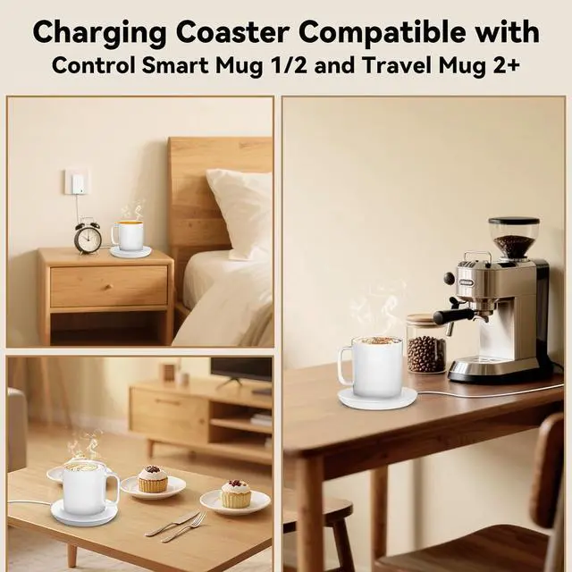 Alt view image 7 of 7 - Replacement Charging Coaster 2 for Temperature Control Smart Mug 2,Mug1,Cisain Mug Power Cord Compatible with Em/BER Smart Cups (White)