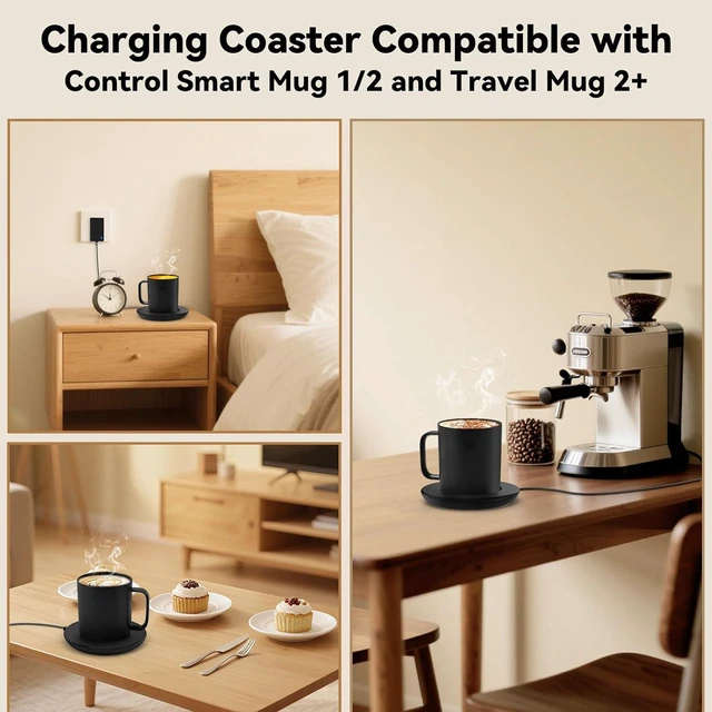 Alt view image 7 of 7 - Replacement Charging Coaster 2 for Temperature Control Smart Mug 2,Mug1,Cisain Mug Power Cord Compatible with Em/BER Smart Cups (Black)