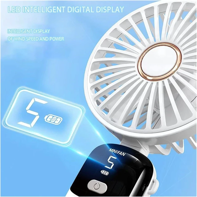 Alt view image 3 of 6 - 5 Speed USB Handheld Mini Fan Foldable Portable Fans Silent Small Rechargeable With Display Screen