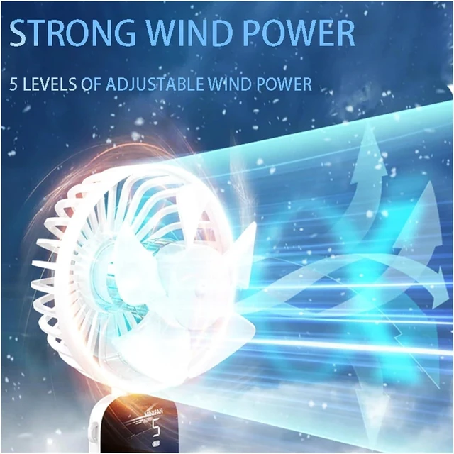 Alt view image 5 of 6 - 5 Speed USB Handheld Mini Fan Foldable Portable Fans Silent Small Rechargeable With Display Screen