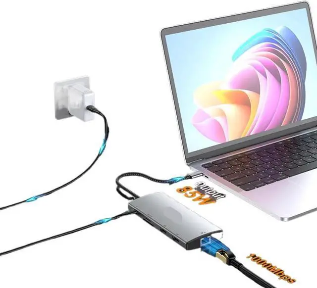 Alt view image 4 of 6 - RSHTECH 11 in 1 USB C Hub Docking Station with 8K 4K HDMI USB 32 USB 30 PD100W SD TF Card Reader RJ45 Port Compatible with Laptop Notebook Vehicle and Car Models