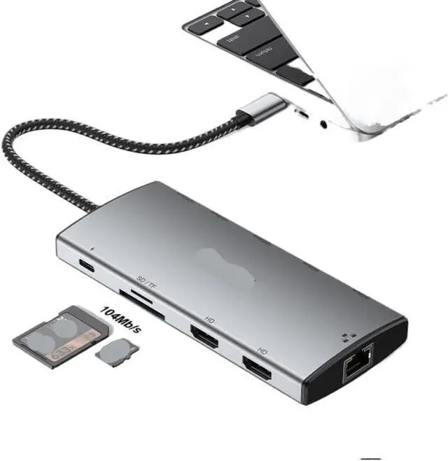 Alt view image 5 of 6 - RSHTECH 11 in 1 USB C Hub Docking Station with 8K 4K HDMI USB 32 USB 30 PD100W SD TF Card Reader RJ45 Port Compatible with Laptop Notebook Vehicle and Car Models